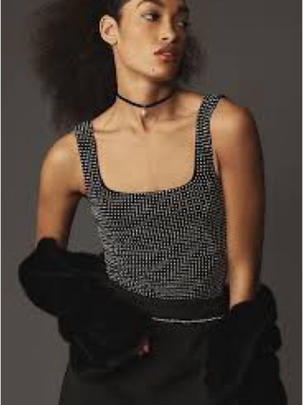 Good American Black Studded Square-Neck Tank - Picture 2 of 7